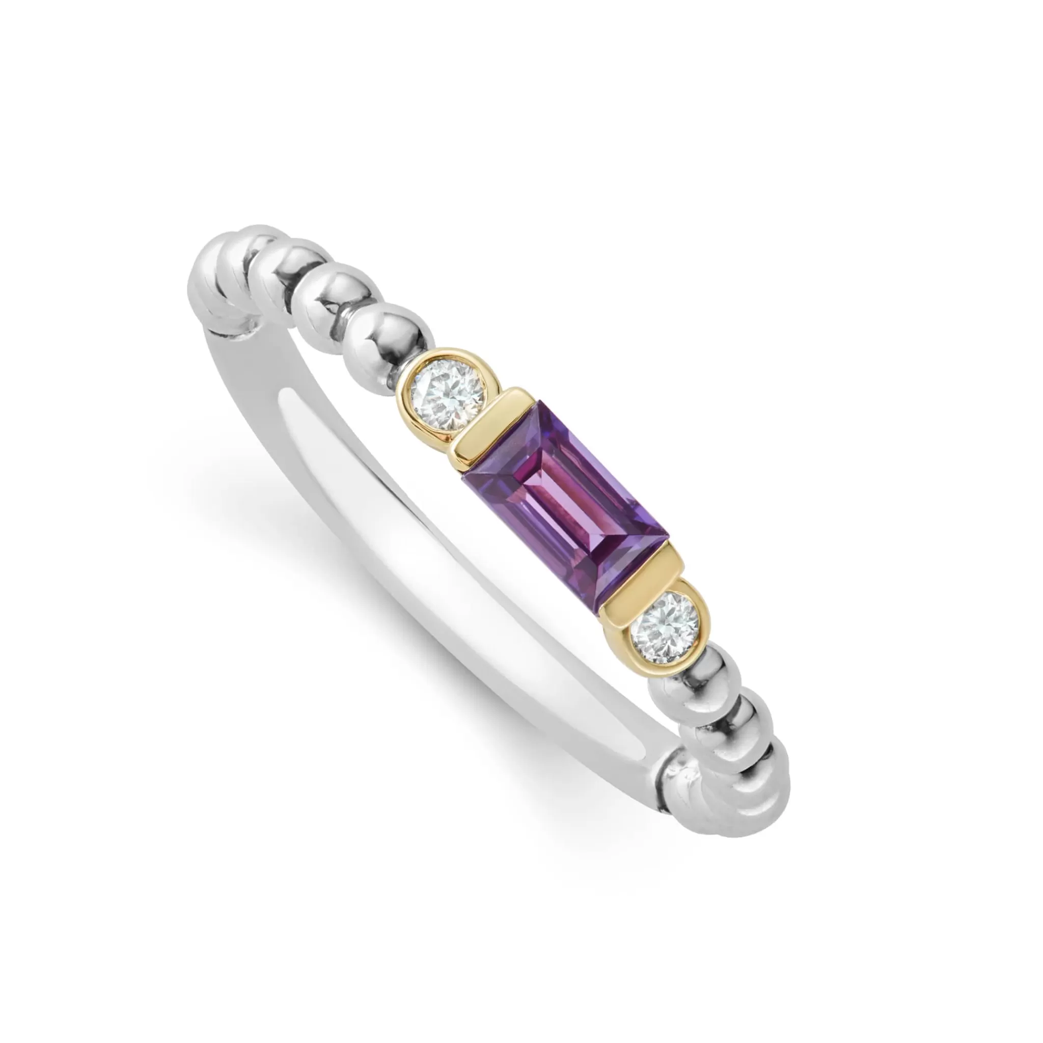 Best Sale LAGOS Amethyst and Diamond Stacking Ring