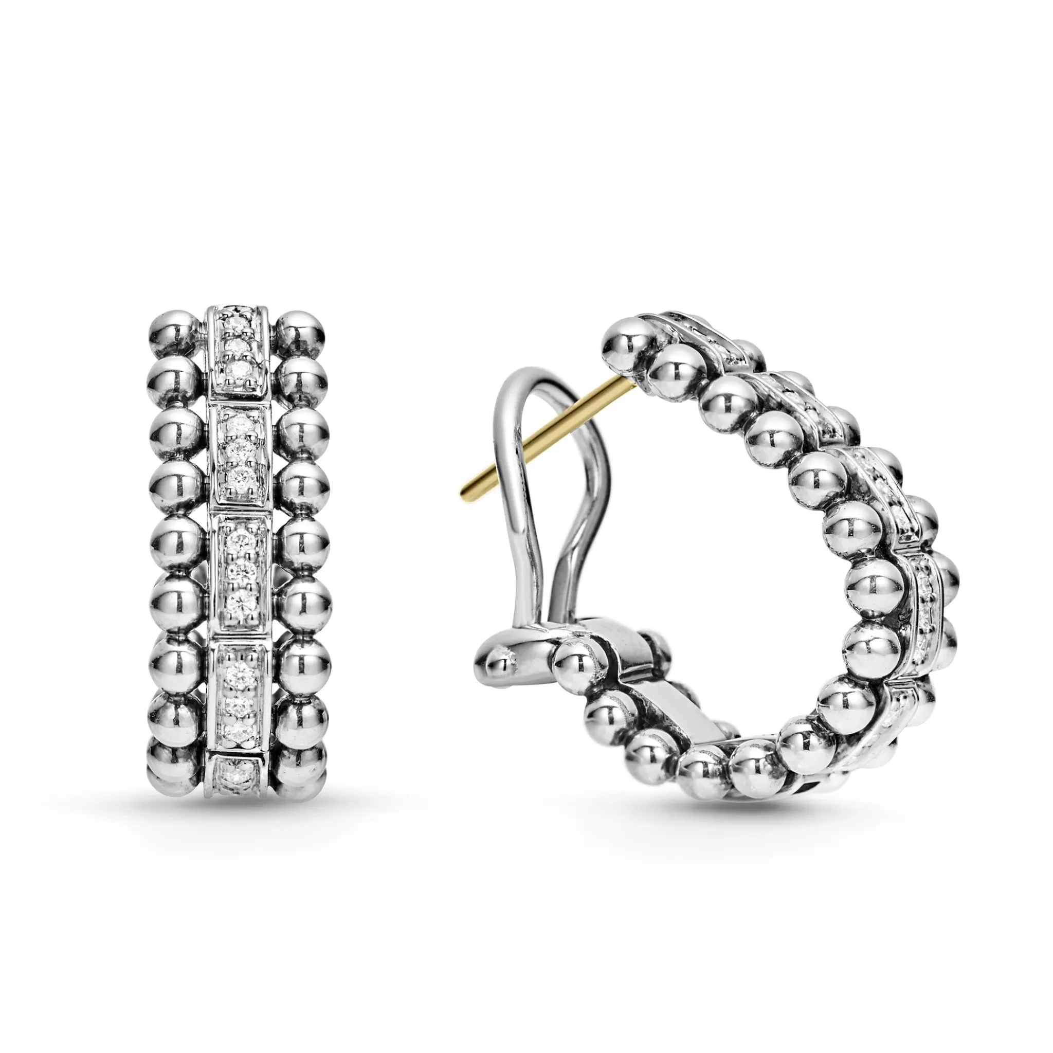 Clearance LAGOS Beaded Diamond Huggie Earrings