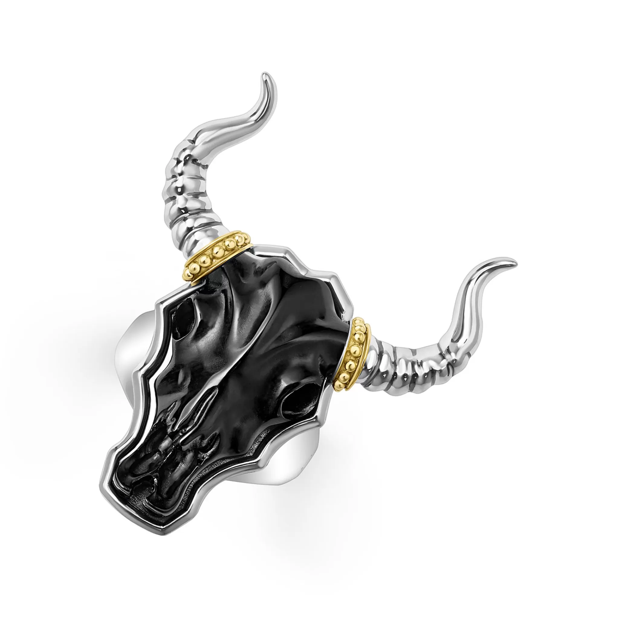 Hot LAGOS Black Agate Long Horn Ring