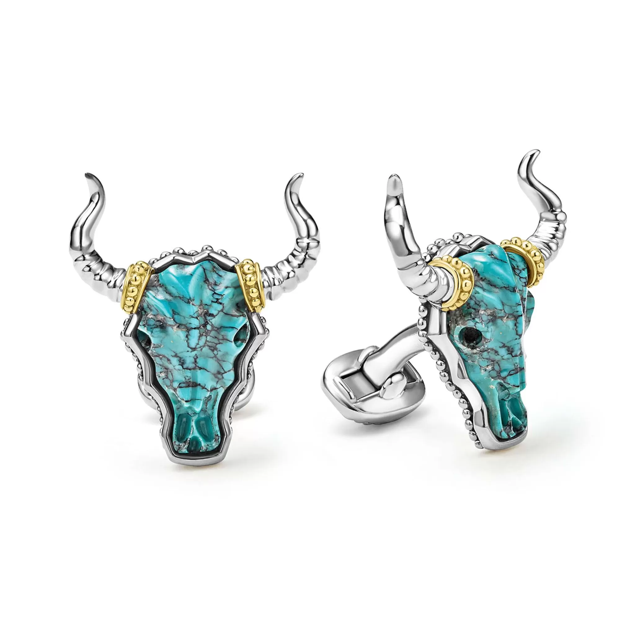 Online LAGOS Black Turquoise Long Horn Cufflinks