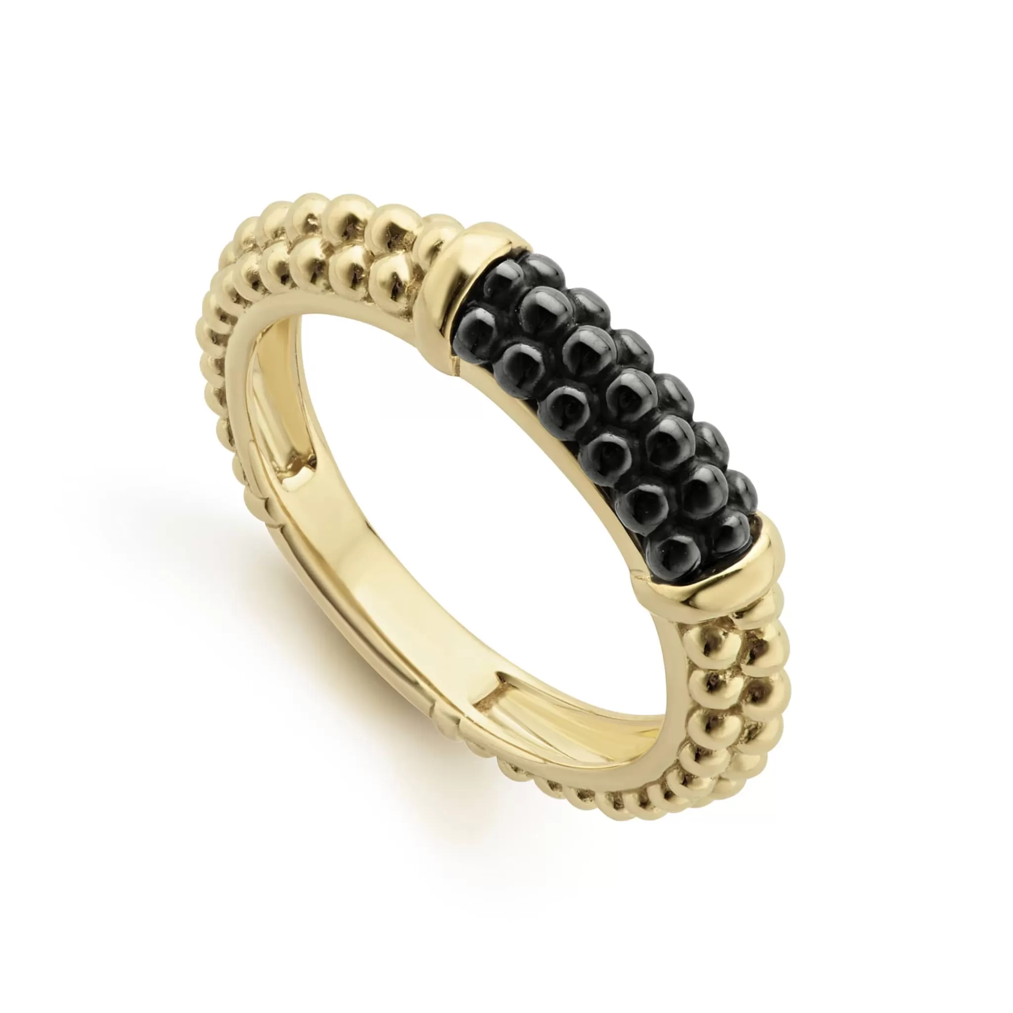 Cheap LAGOS Ceramic 18K Gold Caviar Stacking Ring