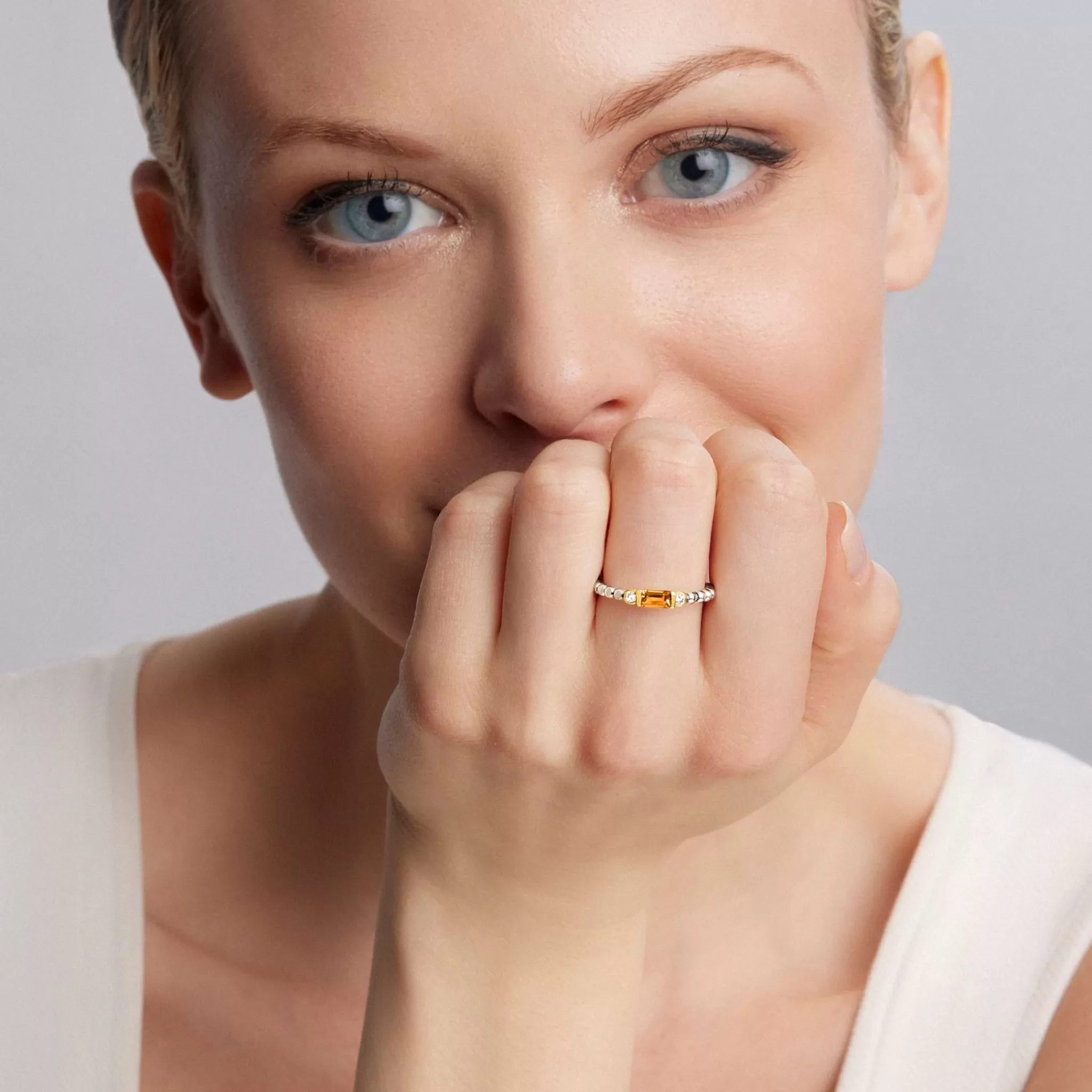 Cheap LAGOS Citrine Stacking Ring with Diamonds