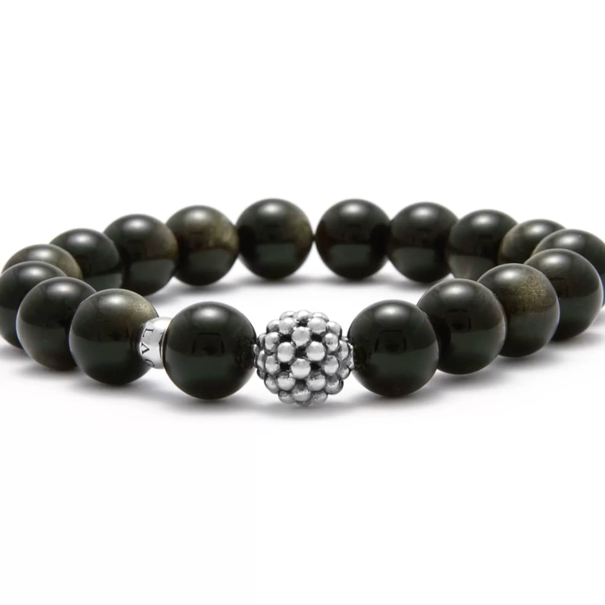 Cheap LAGOS Golden Obsidian Silver Station Bead Bracelet