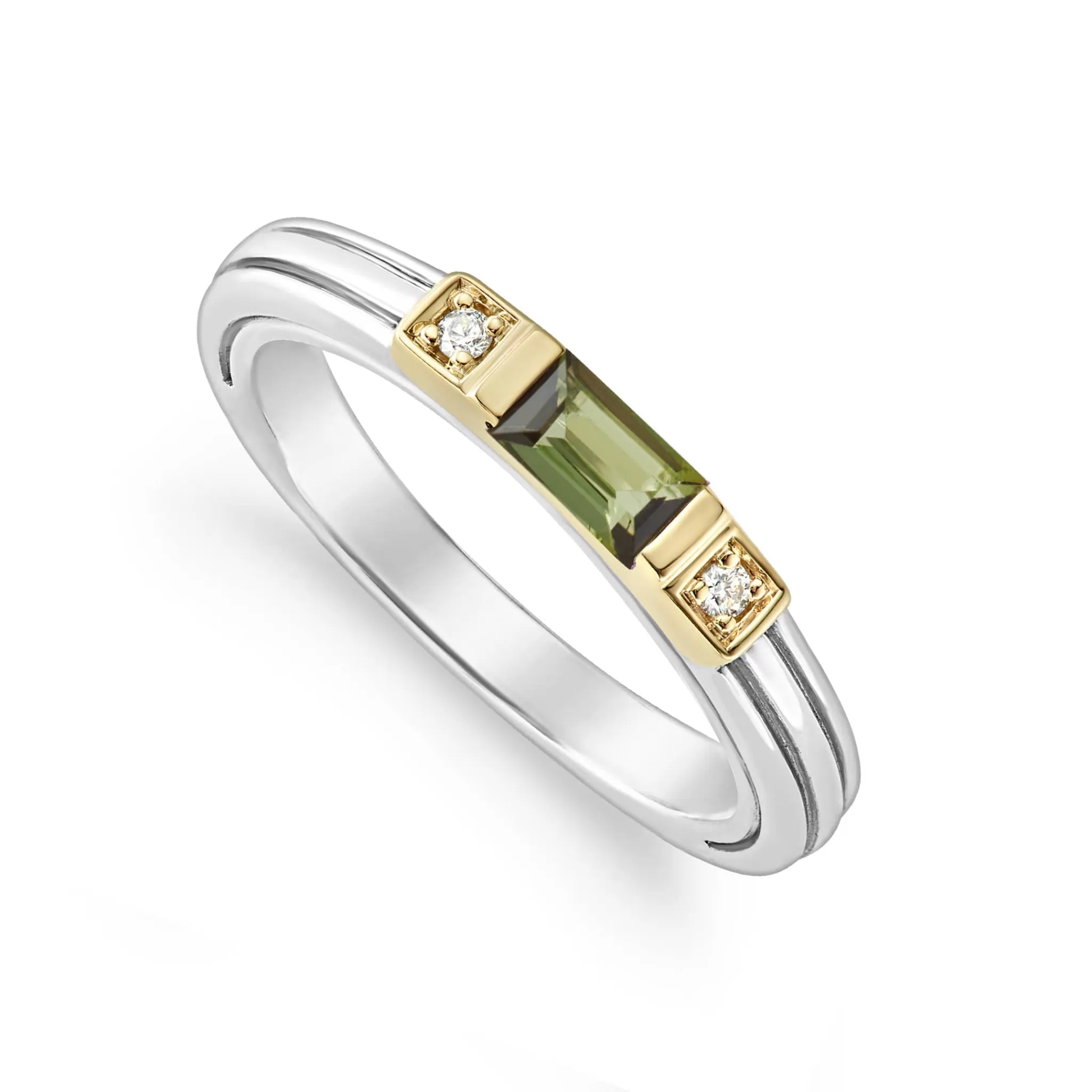 Best Sale LAGOS Green Tourmaline and Diamond Stacking Ring