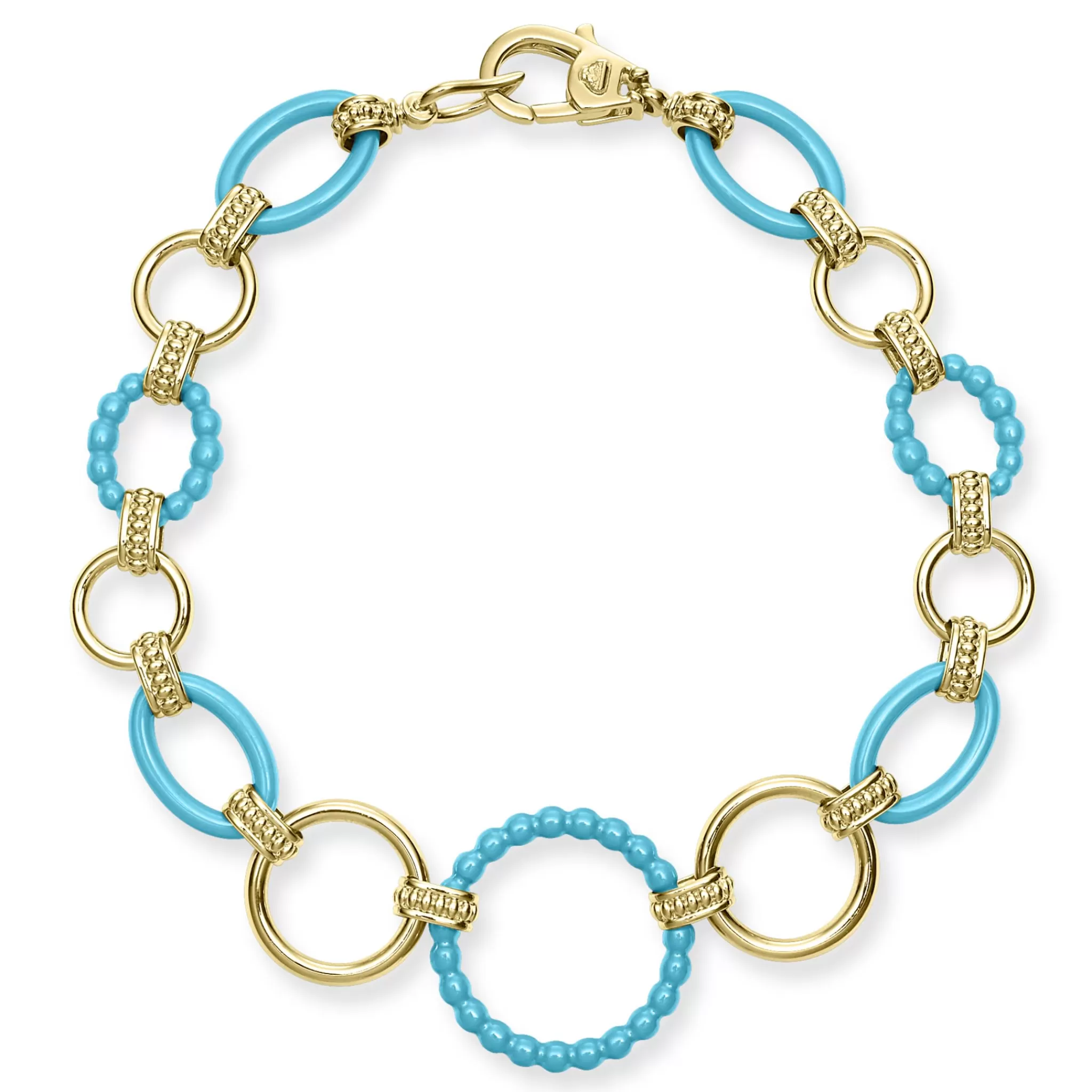 Cheap LAGOS 18K Gold and Blue Ceramic Link Bracelet