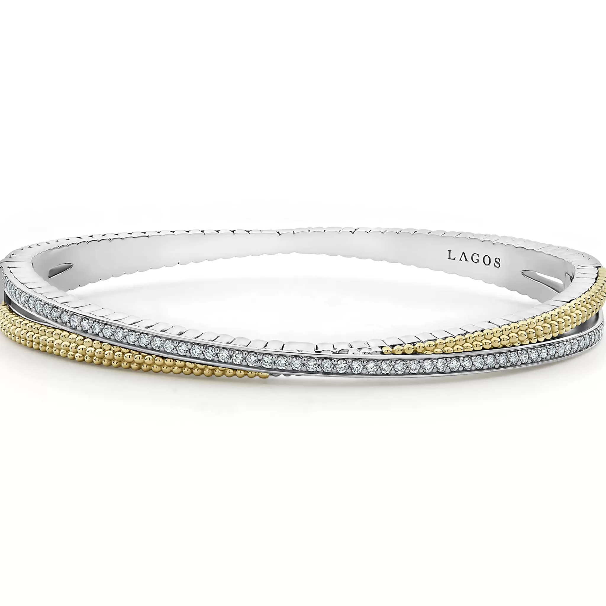 Flash Sale LAGOS 18K Gold Caviar and Diamond Bangle