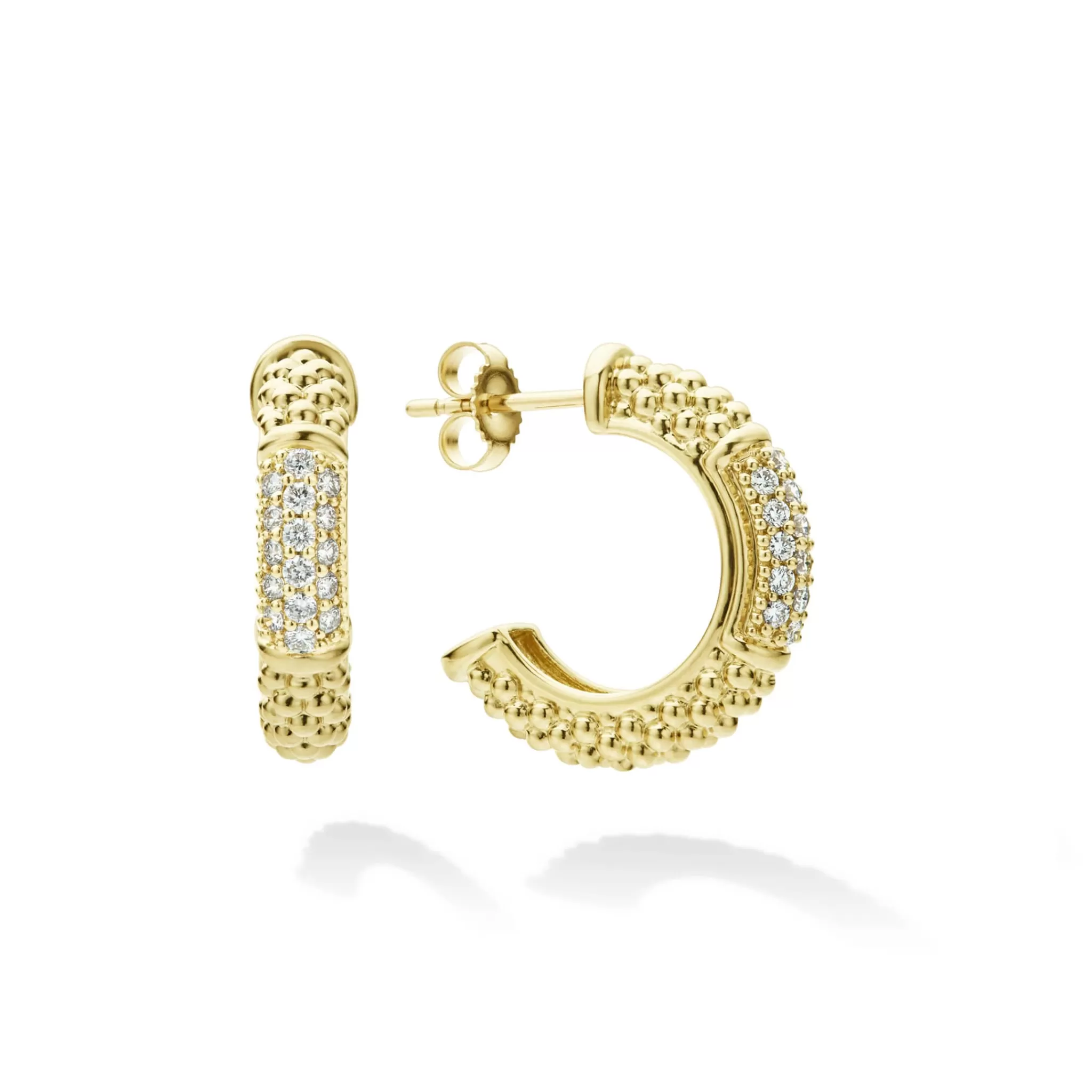 Best Sale LAGOS 18K Gold Caviar Diamond Hoop Earrings