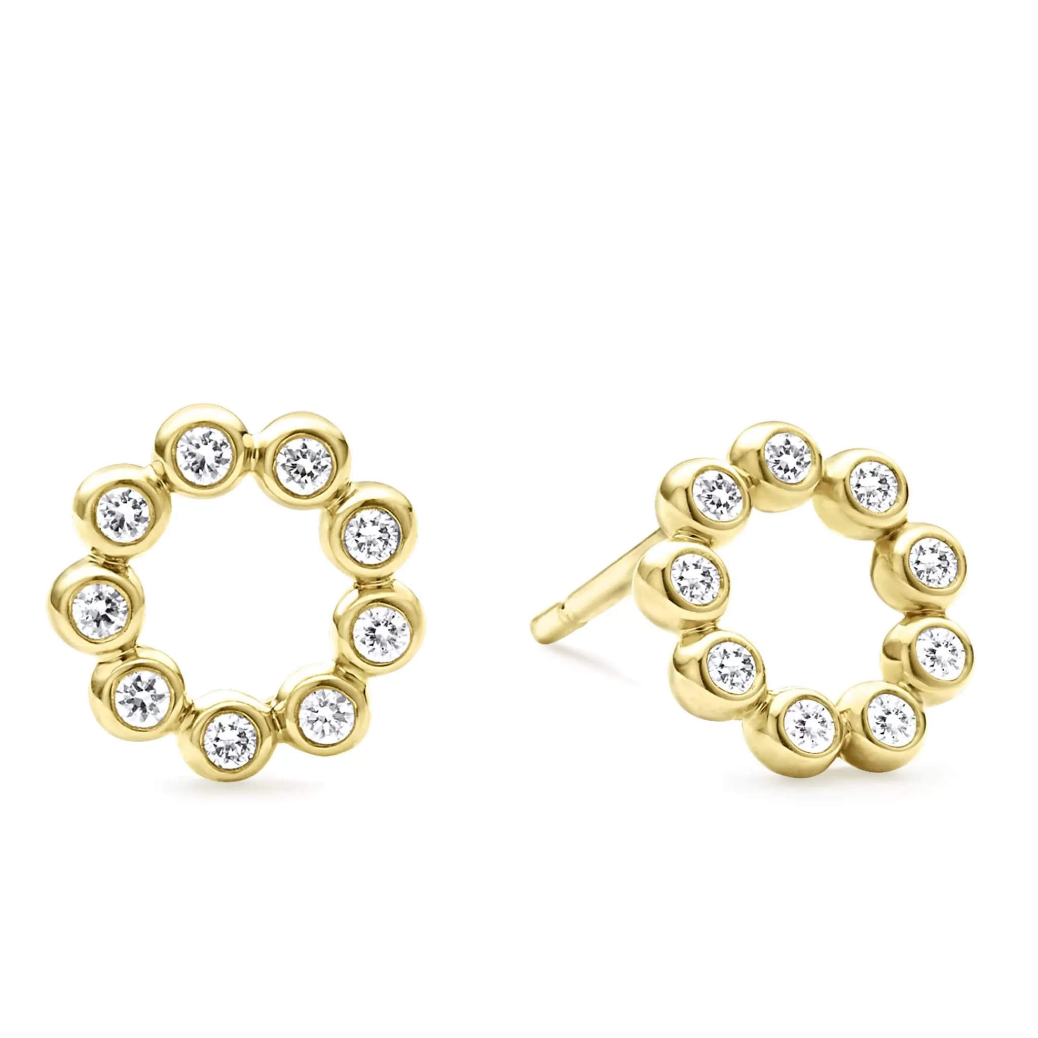 Best Sale LAGOS 18K Gold Circle Diamond Stud Earrings