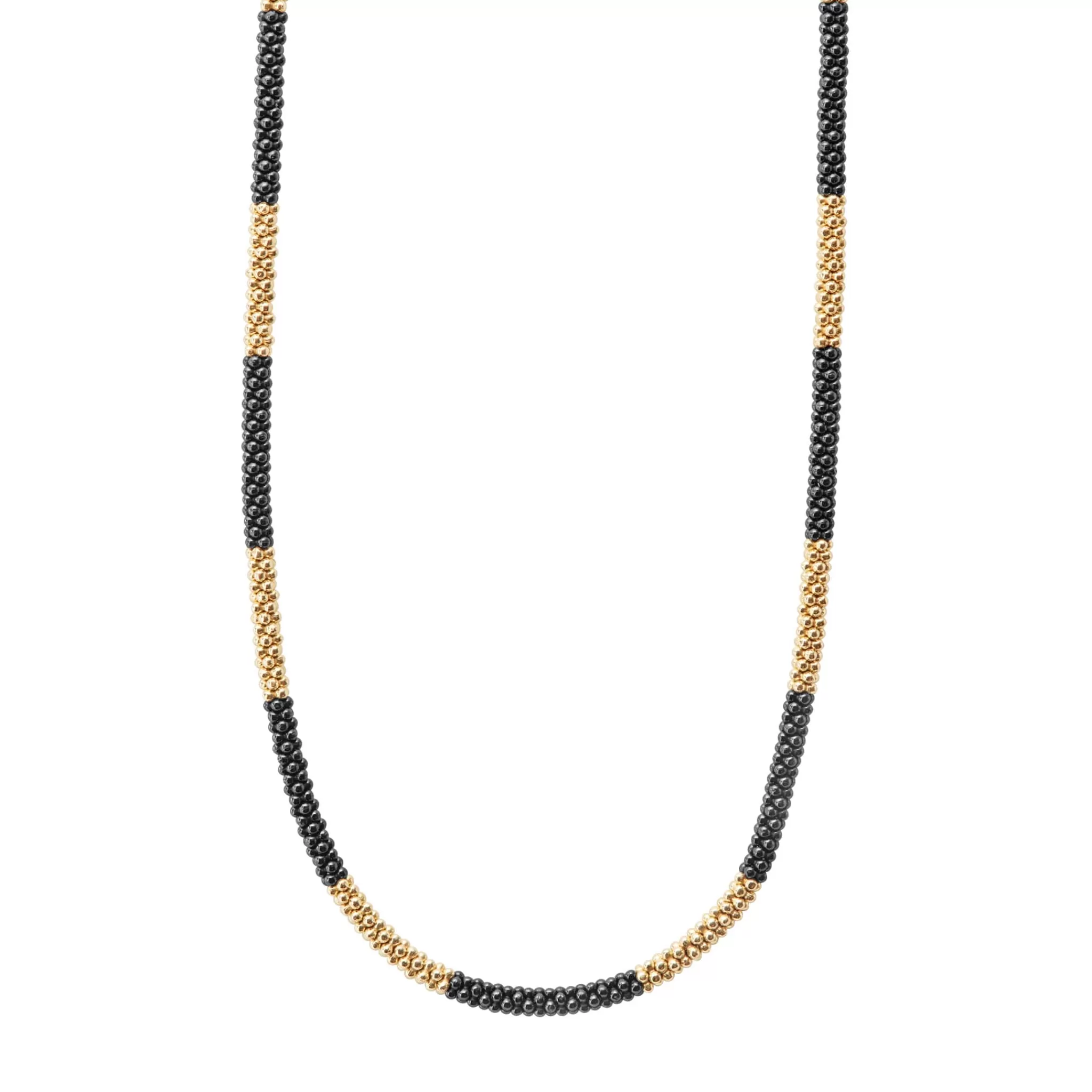 Cheap LAGOS 18K Gold Large Station Ceramic Beaded Necklace | 3mm