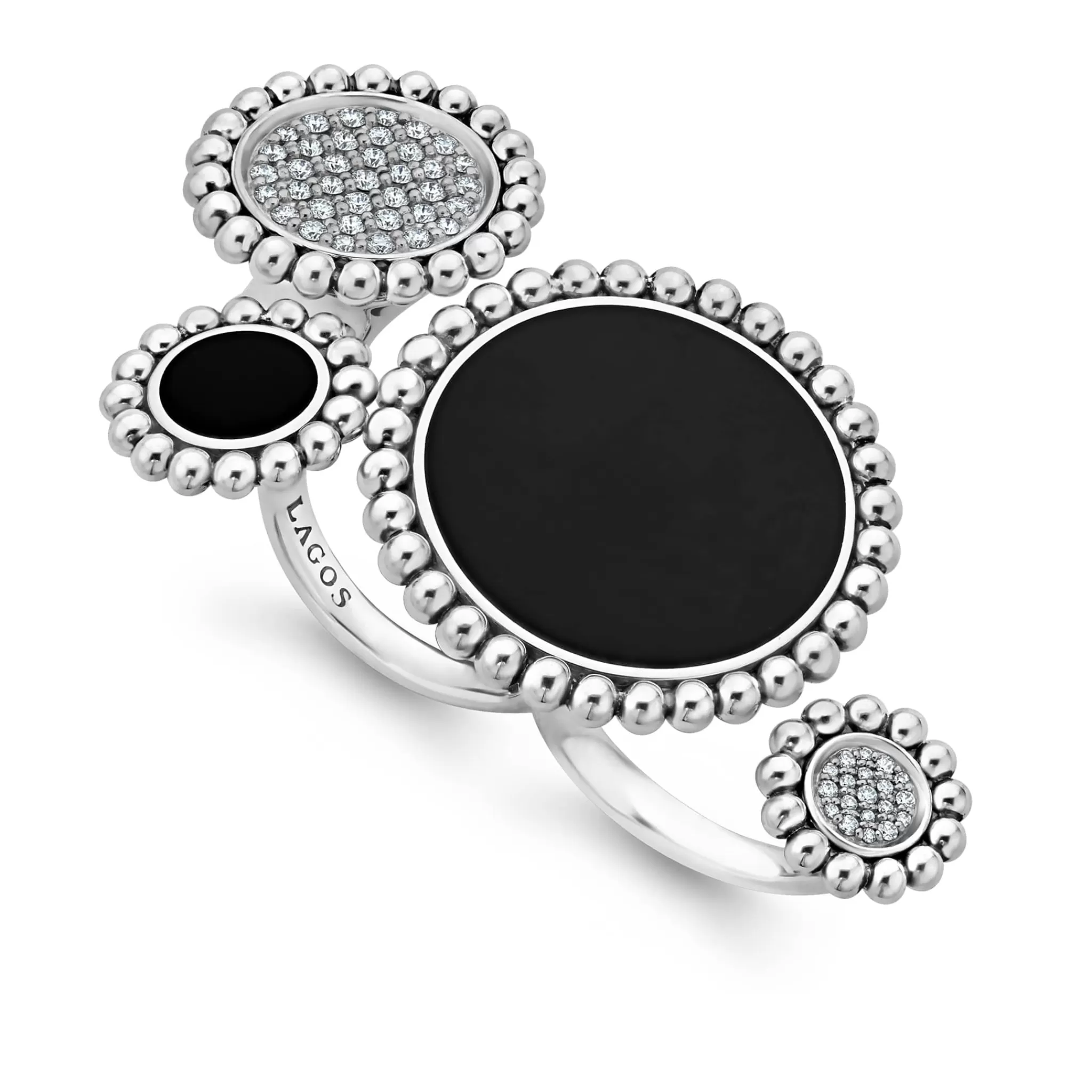 Cheap LAGOS Onyx and Diamond Circle Statement Ring