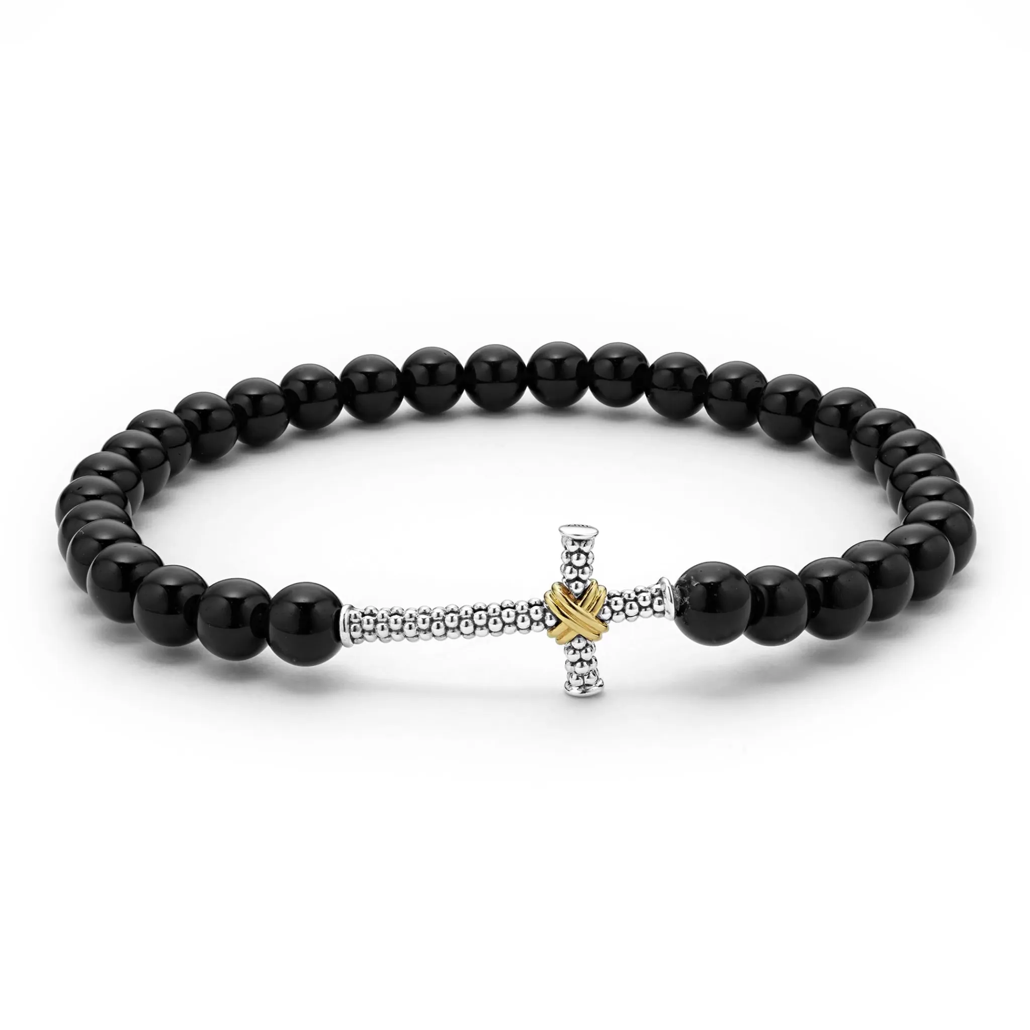 Best Sale LAGOS Onyx Cross Beaded Stretch Bracelet