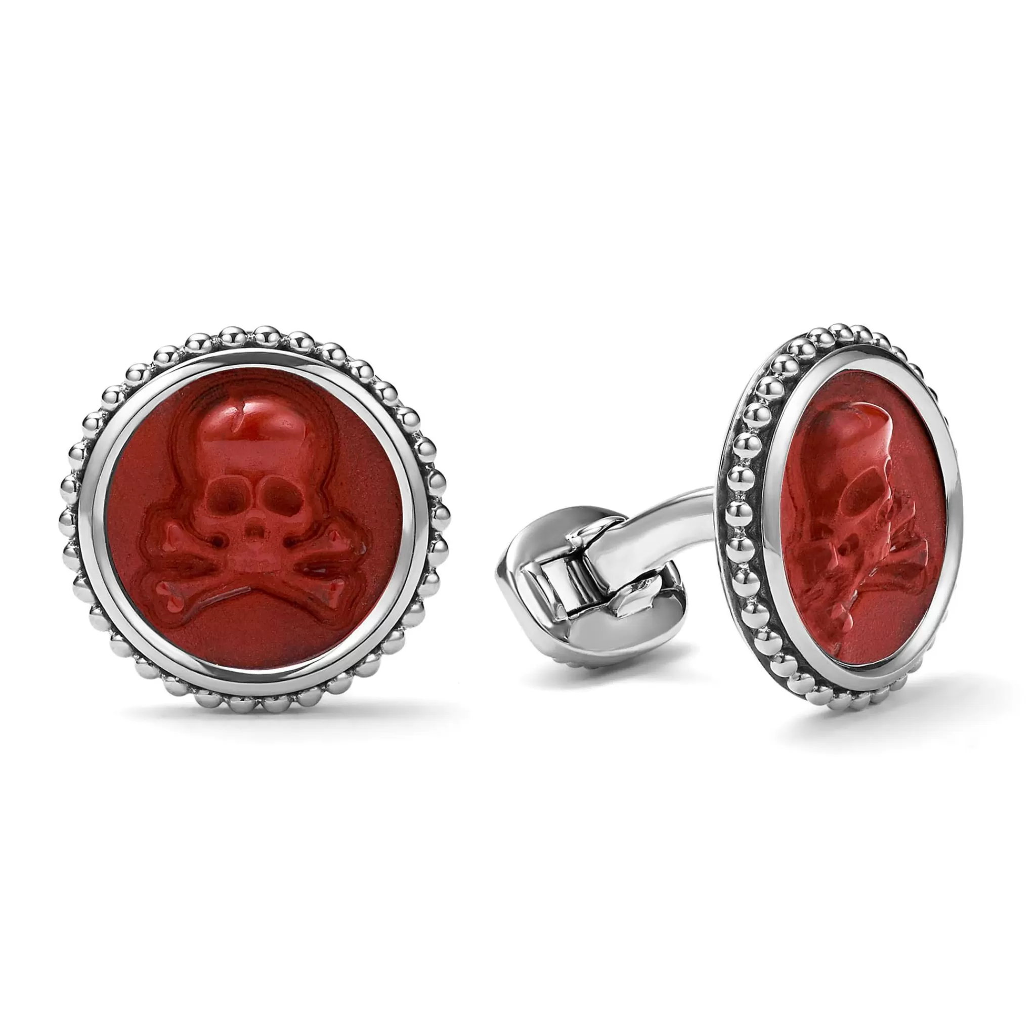 Sale LAGOS Red Jasper Skull Cufflinks