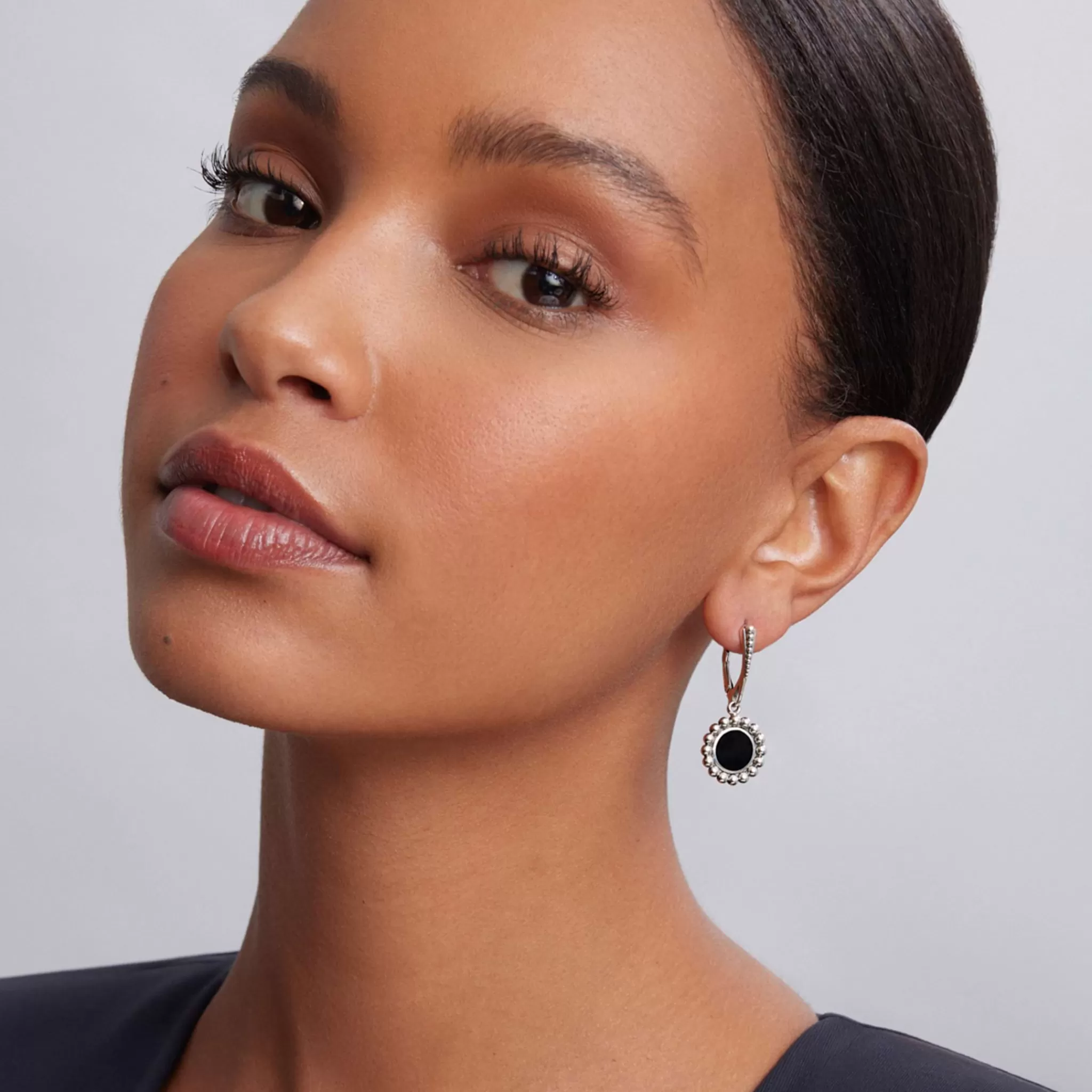 Cheap LAGOS Small Onyx Circle Drop Earrings