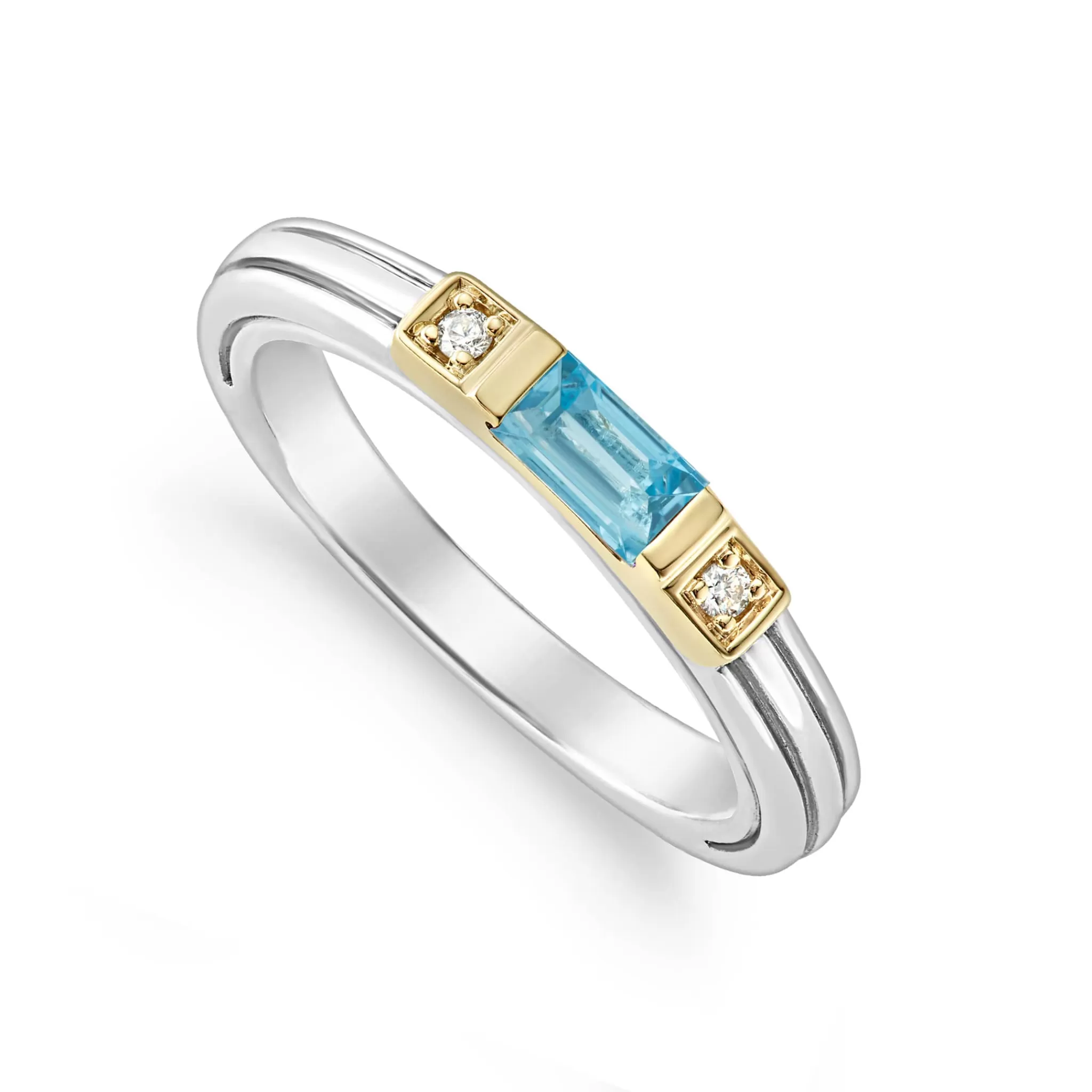 Best Sale LAGOS Swiss Blue Topaz and Diamond Stacking Ring