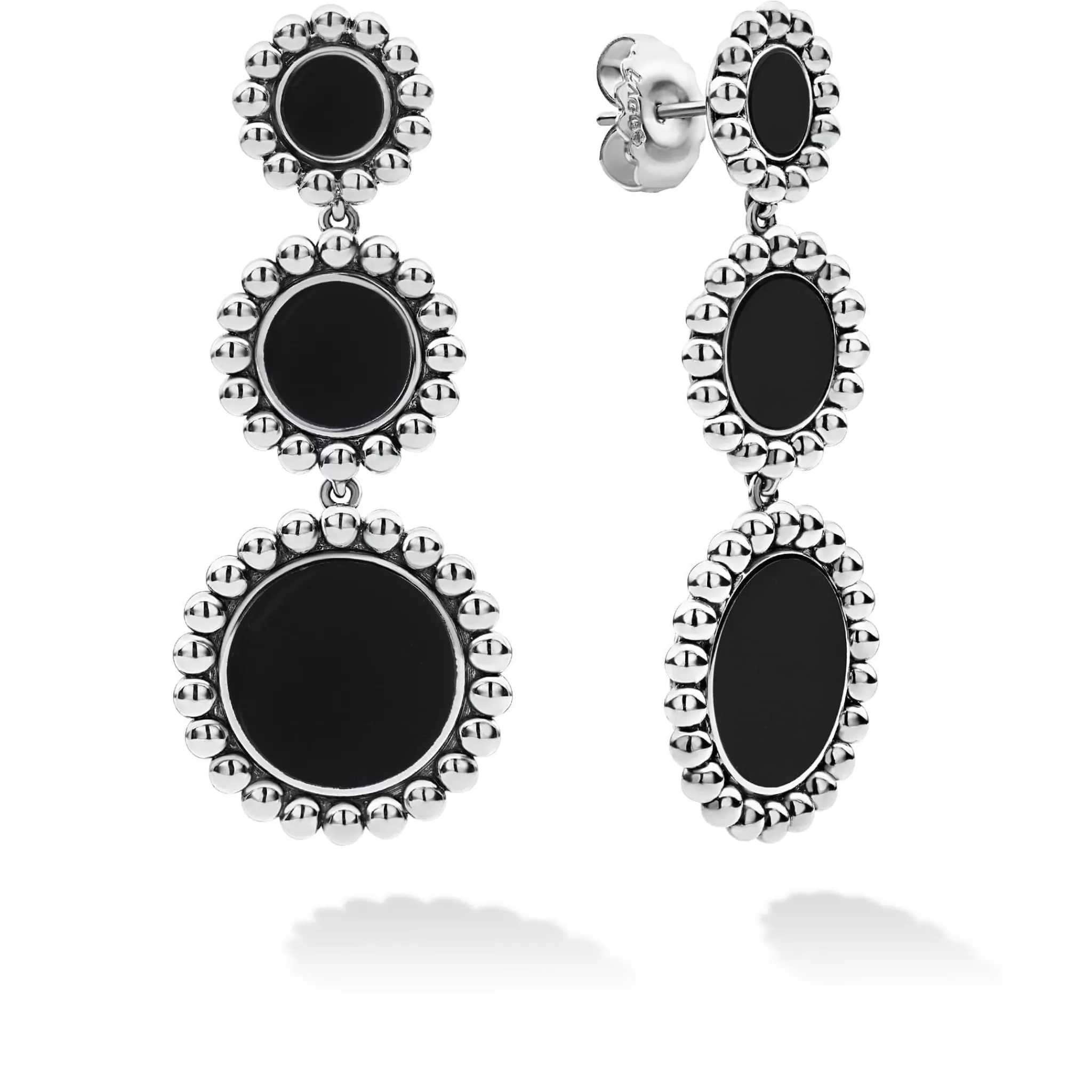 Cheap LAGOS Three Onyx Circle Drop Earrings