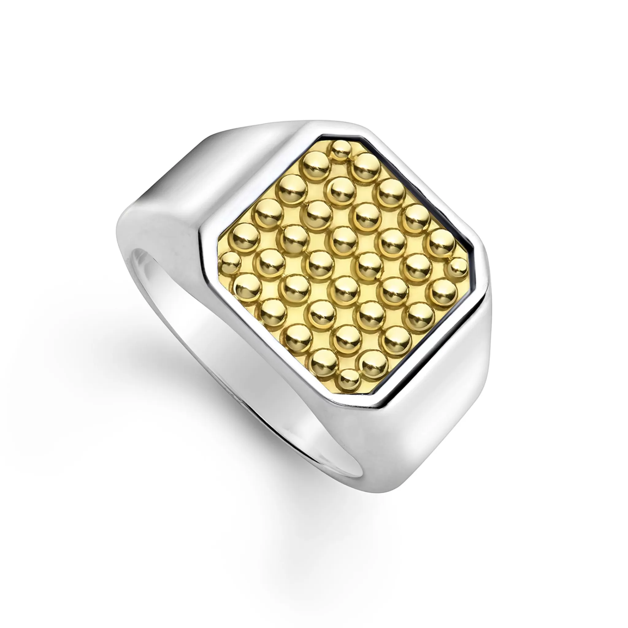 Flash Sale LAGOS Two-Tone Caviar Beaded Square Ring