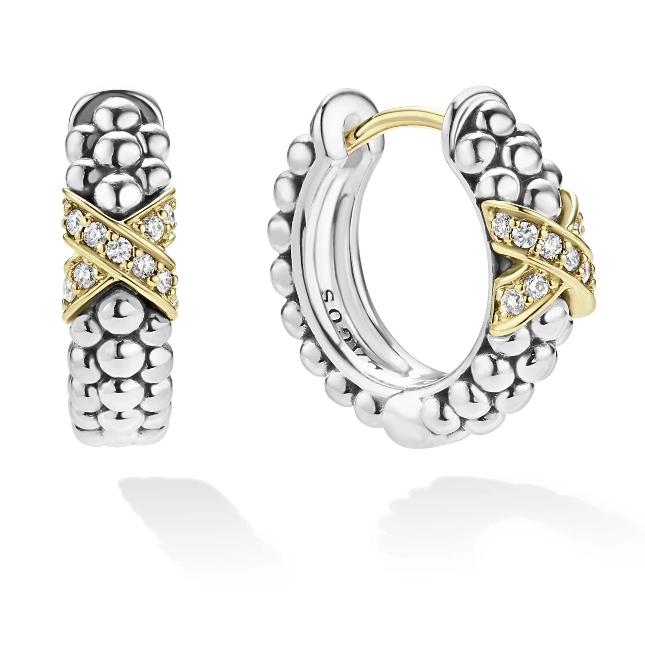 Discount LAGOS Two-Tone Diamond Huggie Earrings