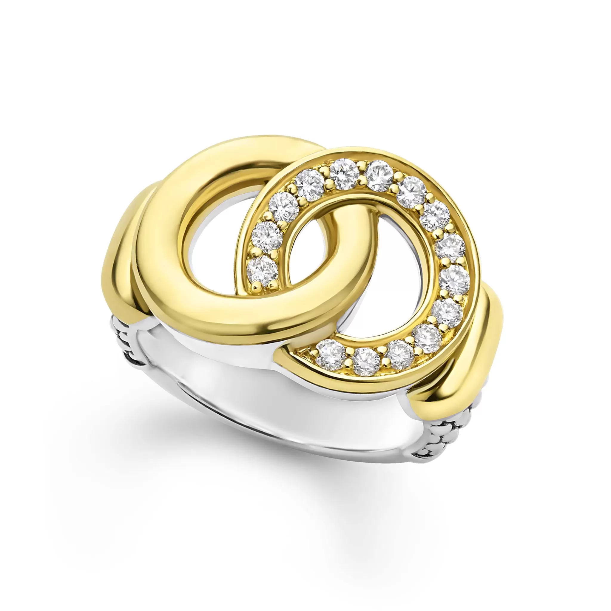 Hot LAGOS Two-Tone Interlocking Diamond Statement Ring