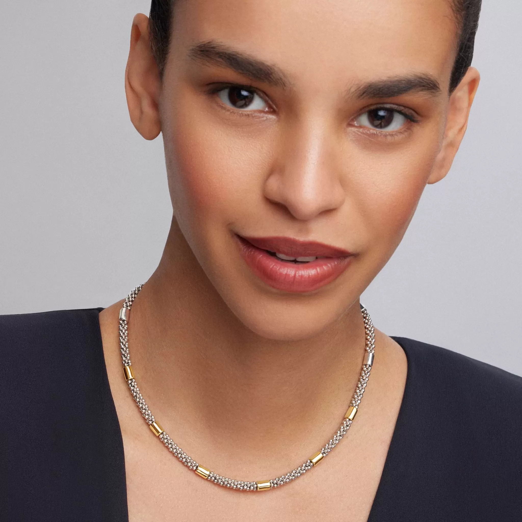 Best LAGOS Two-Tone Station Caviar Necklace | 5mm